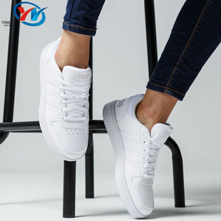 B42096 Adidas FY6024 板鞋 女子纯白运动休闲鞋 阿迪达斯 HOOPS2.0