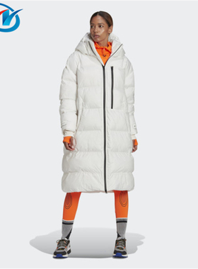Adidas/阿迪达斯女子中长款户外运动连帽保暖面包棉服外套 H58127