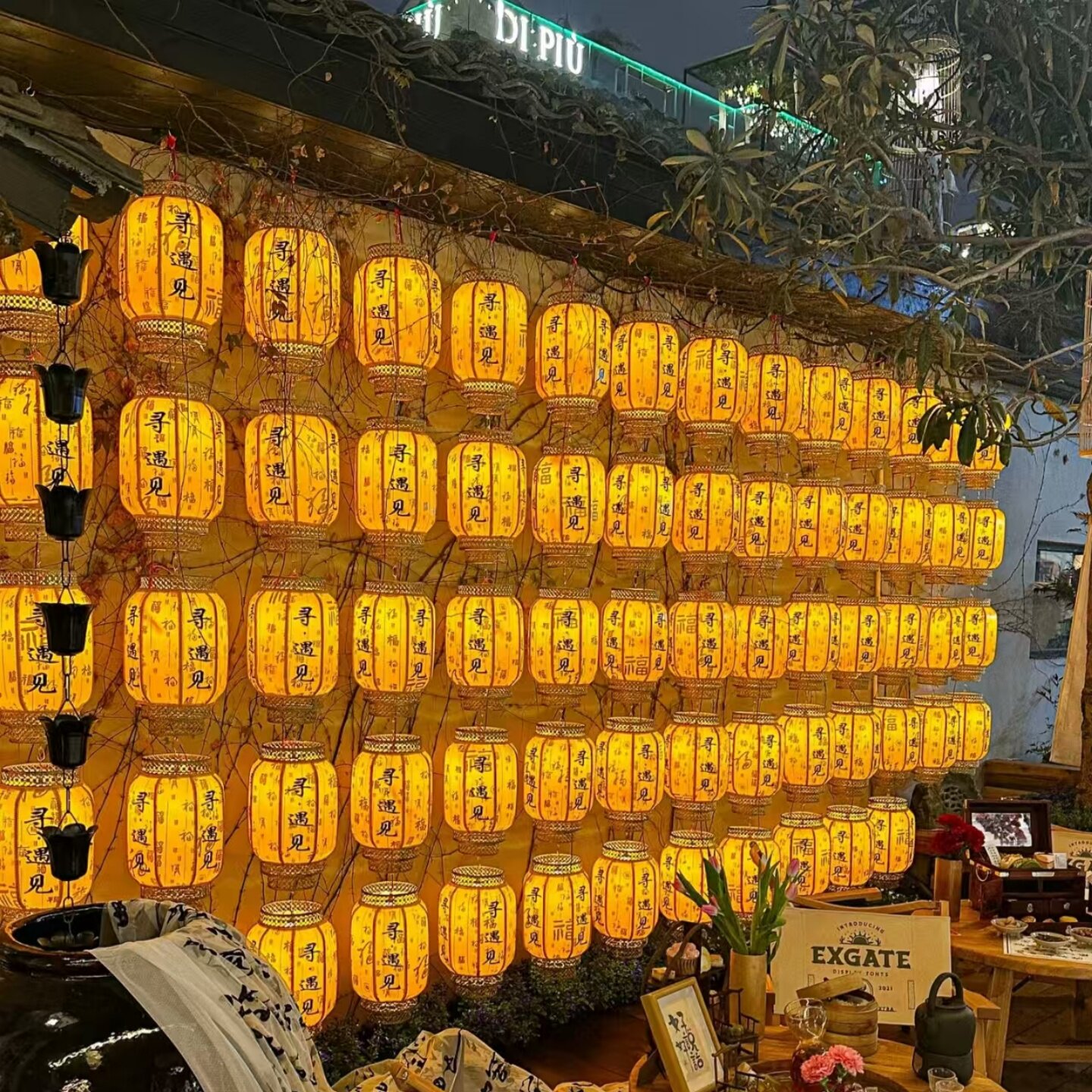 中秋网红仿古羊皮灯笼墙串景区商场长廊布置古风装饰户外防水防晒