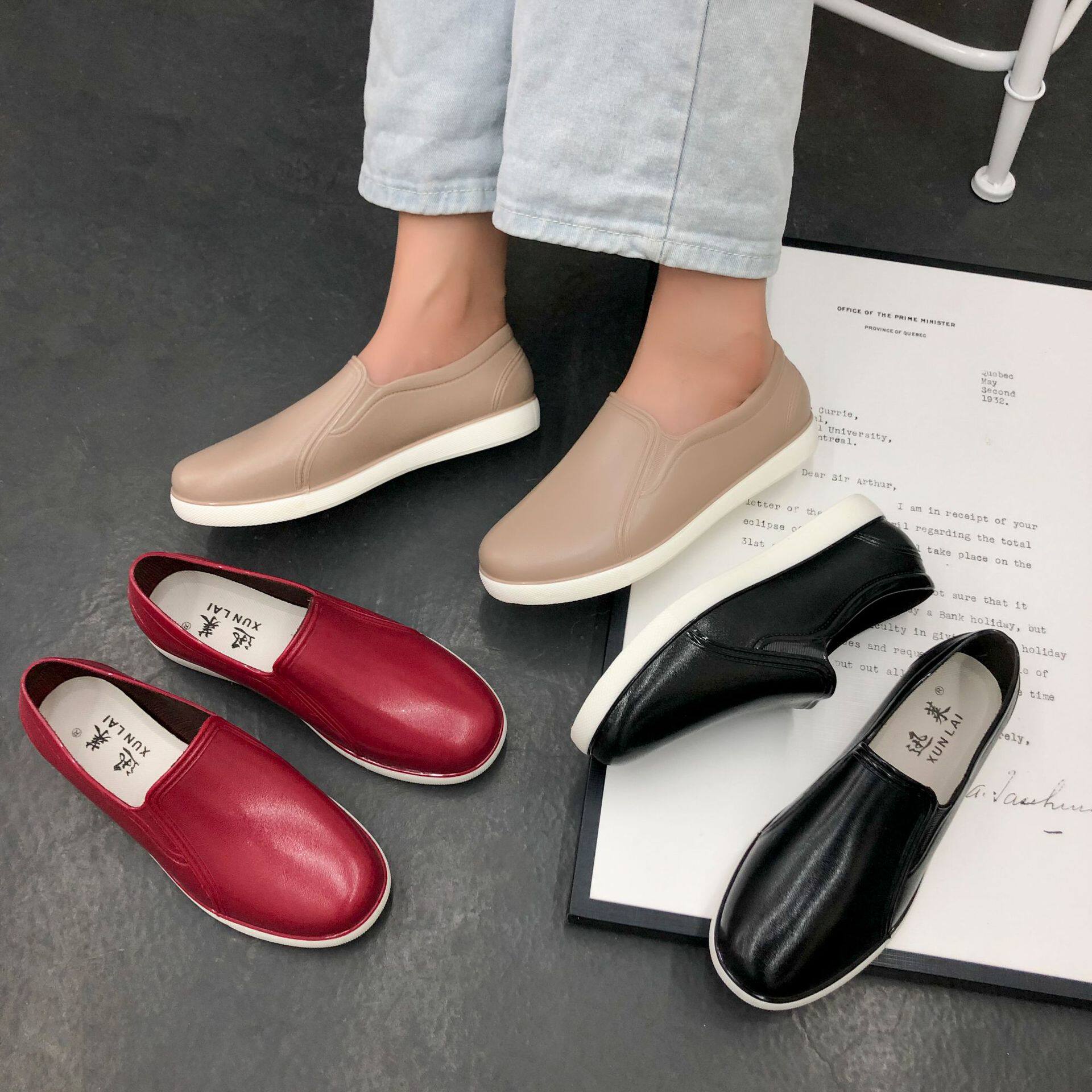 春秋新款女士时尚休闲单鞋 圆头舒适平底鞋 软底学生休闲鞋女