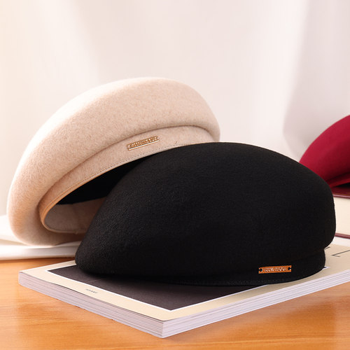 贝雷帽时尚女秋冬毛呢帽礼帽