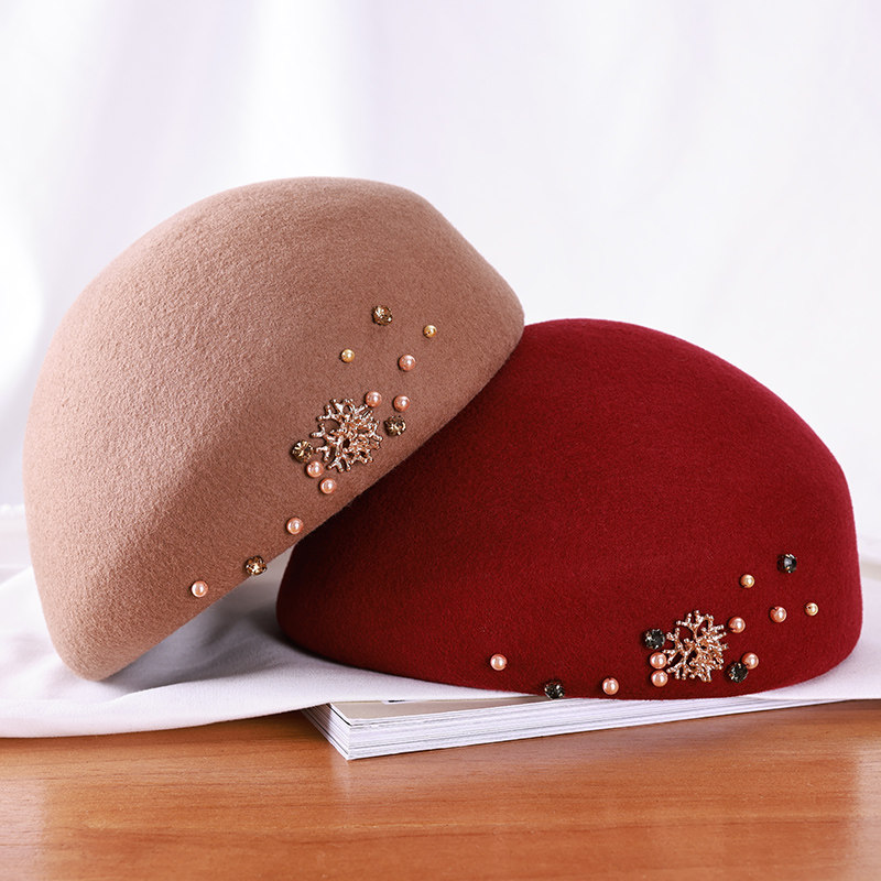 硬顶贝雷帽时尚女秋冬季画家帽