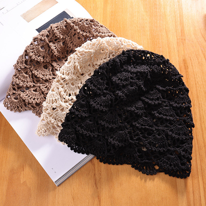 春秋纯手工剪裁透气包头女帽夏季蕾丝时尚可爱贝雷帽薄堆帽0122ud