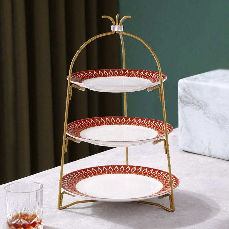 陶瓷多层果盘糖果零食盘下午茶点心架水果盘客厅家用商用ktv专用