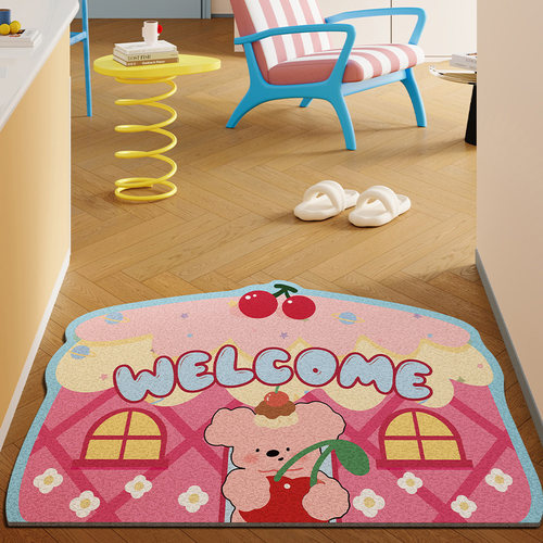 房子进门地垫可爱粉色入户门脚垫网红改造小房间地毯异形免洗门垫