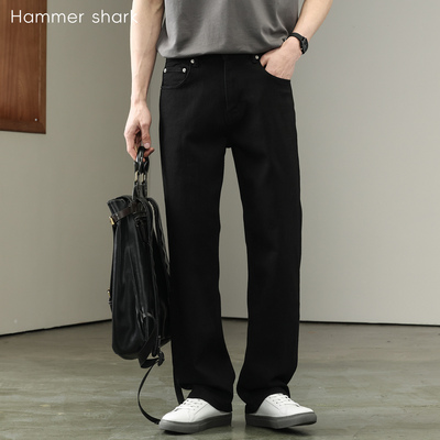 HAMMER SHARK天丝莱赛尔黑色牛仔裤男夏季新款男士通勤小直筒长裤