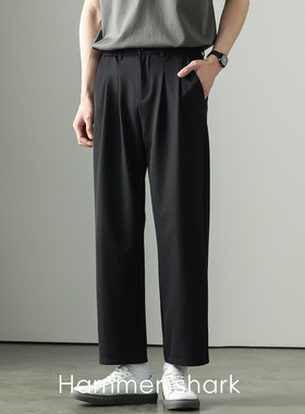 夏季冰丝速干轻商务直筒九分裤西裤男士通勤休闲裤男HAMMER SHARK