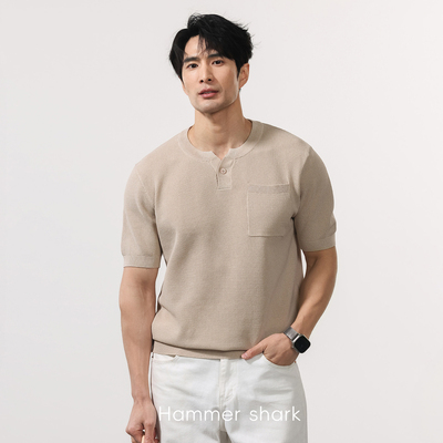 意式老钱风针织短袖T恤男