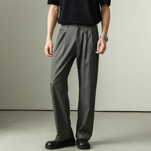 夏季 意式 老钱风直筒西裤 男士 男 莫代尔透气轻商务通勤休闲长裤