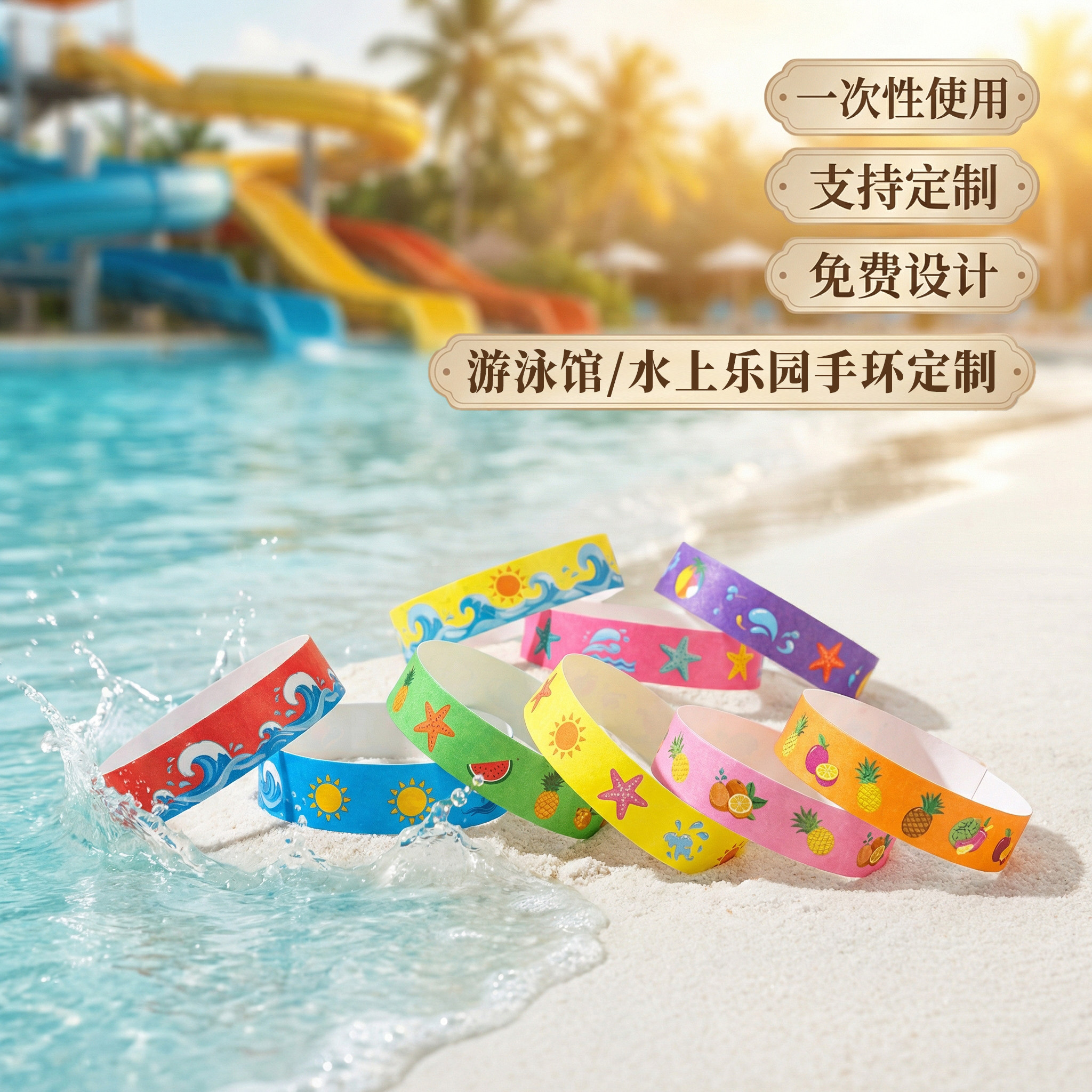 一次性入场手环会议纸质门票识别带杜邦纸儿童乐园游乐场防水定制