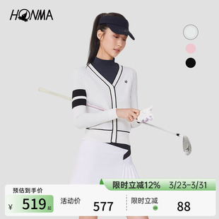 运动开衫 HONMA高尔夫女士针织衫 修身 撞色时尚 外套 薄绒春季
