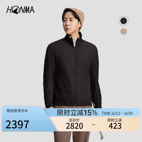【专业高尔夫】HONMA男士纱线面料薄绒防泼水舒适百搭拉链外套