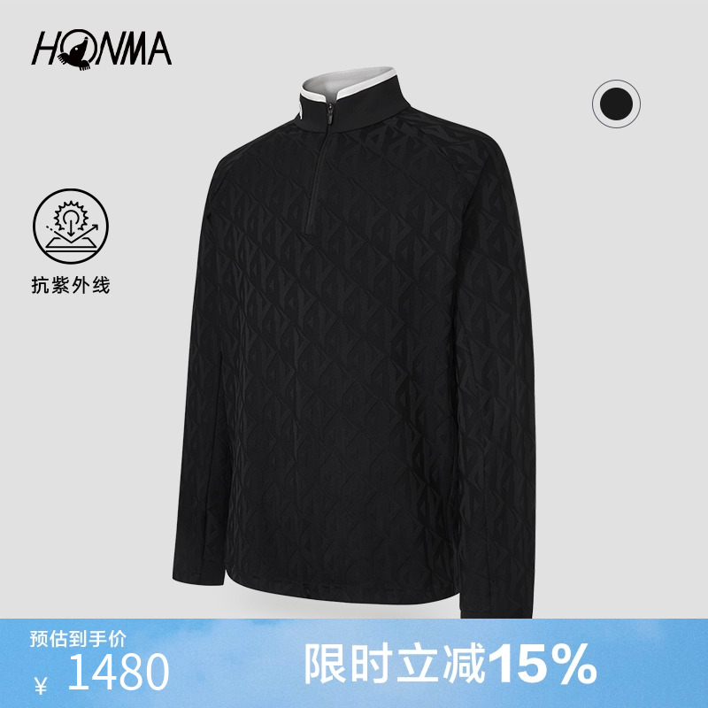 HONMA男士长袖POLO吸湿排汗舒适