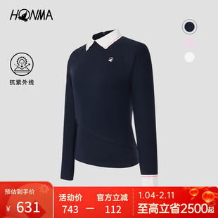 【专业高尔夫】HONMA女士秋冬款时尚插肩polo衫薄绒保暖柔软百搭