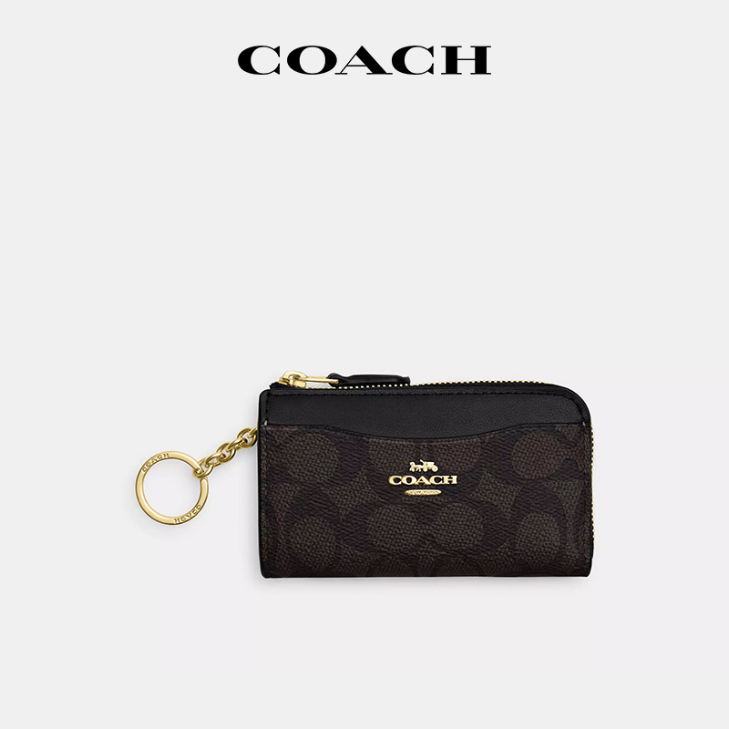 COACH/蔻馳迷你拉鏈款老花零錢包