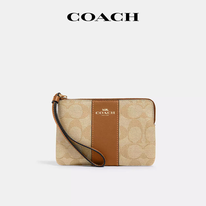 【国内现货】COACH/蔻驰手拿包经典奶茶老花百搭中性风手挽包女款