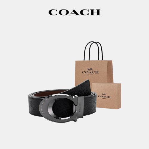 COACH/蔻驰男款腰带黑色经典C扣