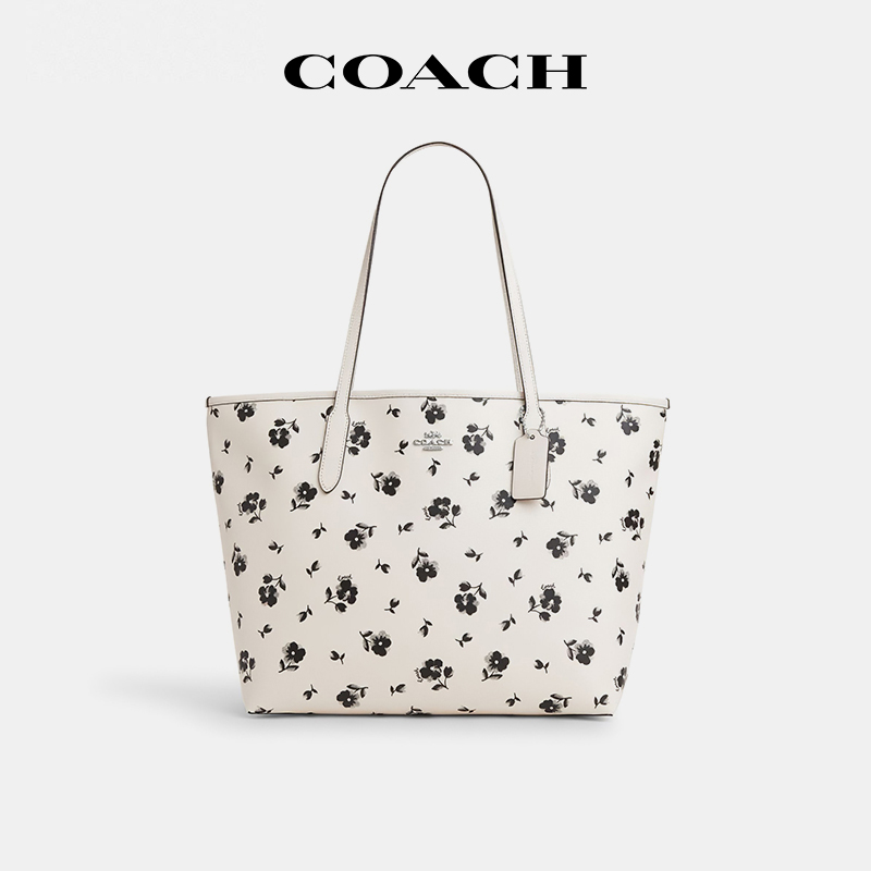 【官方授权】COACH/蔻驰City托特包花朵印花简约大容量单肩手提包