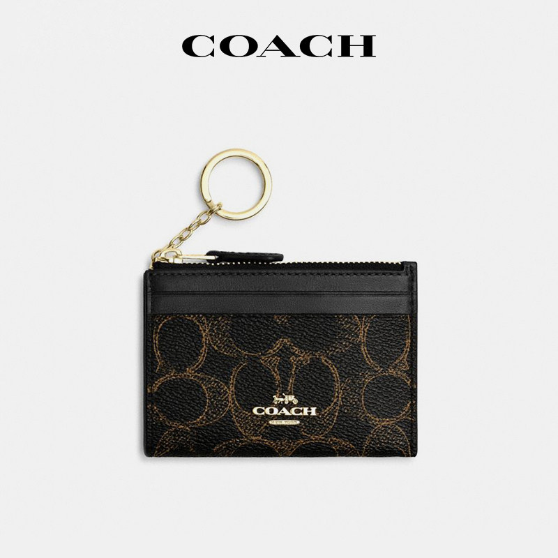 【国内现货】COACH/蔻驰Mini Id Skinny拉链卡包老花拼色零钱包女