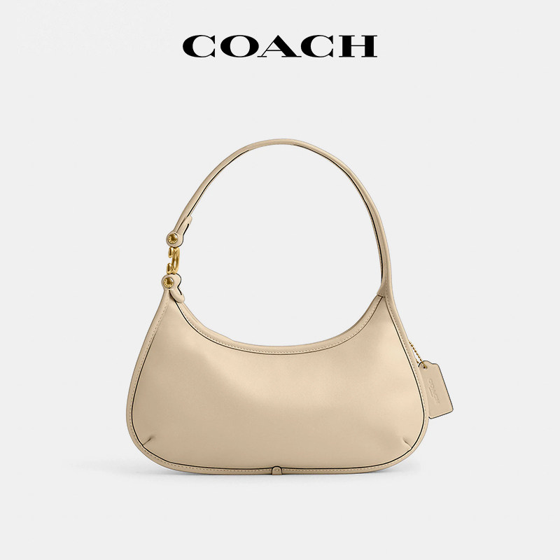 【国内现货】COACH/蔻驰Eva月牙腋下包米色皮质大号单肩手提包