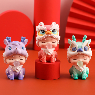 幼儿园儿童生日礼品书桌面吉祥瑞兽盲盒玩偶摆件圣诞节礼物送男生