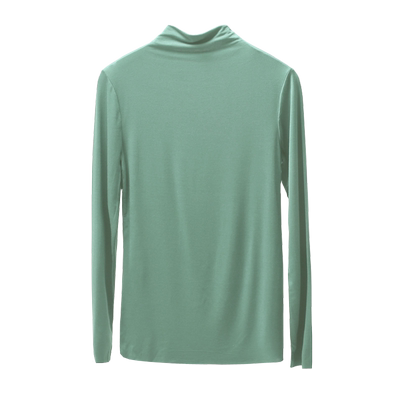 春秋莫代尔半高领长袖T恤女洋气冬内百搭打底衫白色上衣2024新款