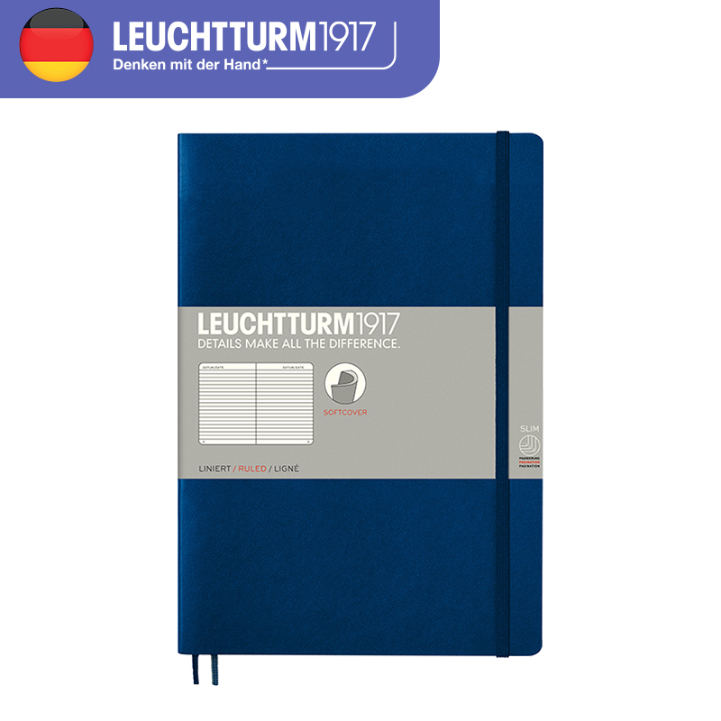 LEUCHTTURM1917德国灯塔经典系列B5软皮笔记本子记事本商务横格笔记本点格方格手账日记本【可定制印名字】-封面