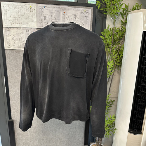 泥染上衣破坏渐变长袖T恤