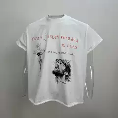 Basic Annals High-Quality Pure Cotton Loose Short-Sleeved Cropped American-Style Crew Neck T-Shirt with Raw Edges