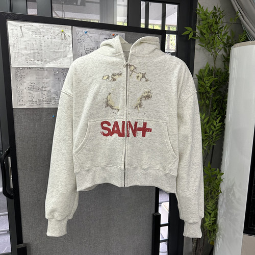 印花双拉链卫衣boxyfit外套