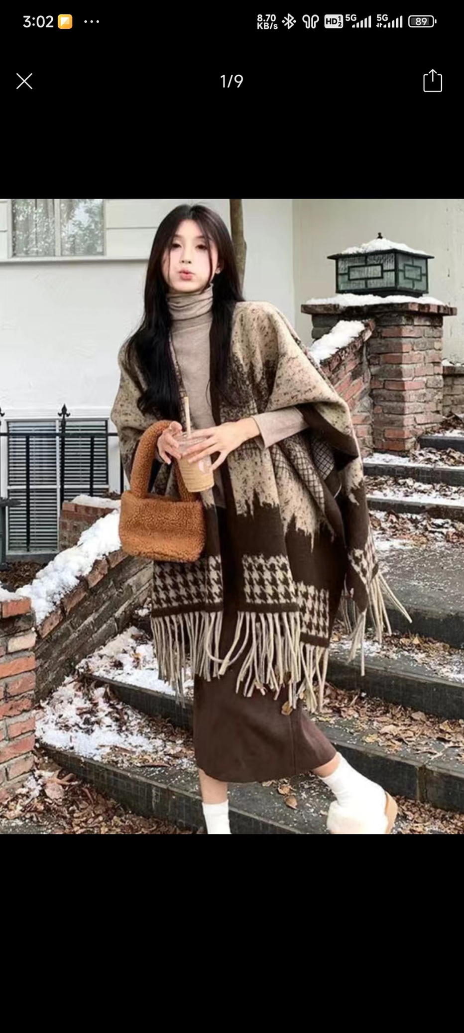 2024新款秋冬加厚保暖围巾女韩版百搭学生披肩两用外搭斗篷大披风