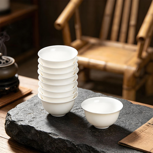 潮汕白色玉瓷功夫品茗茶杯