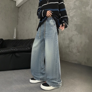牛仔裤直筒裤阔腿裤长裤宽松休闲末班车初中高中生男大童青少年装