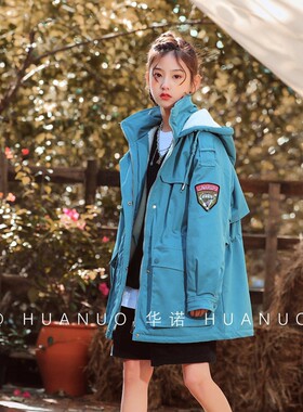 仿羊羔绒衬里工装派克服风衣外套