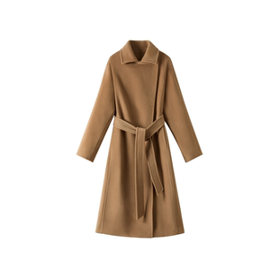 系带翻领大衣 璞格高端羊绒大衣8839款 思思