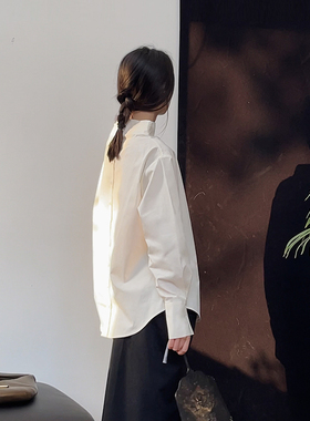 Iris.O鸢春夏原创设计两面穿新中式冷清高领宽松长袖衬衫衬衣女