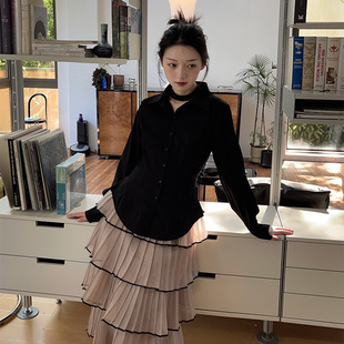 设计感衬衫 Iris.O鸢 复古收腰修身 早春法式 上衣女 e小调前奏