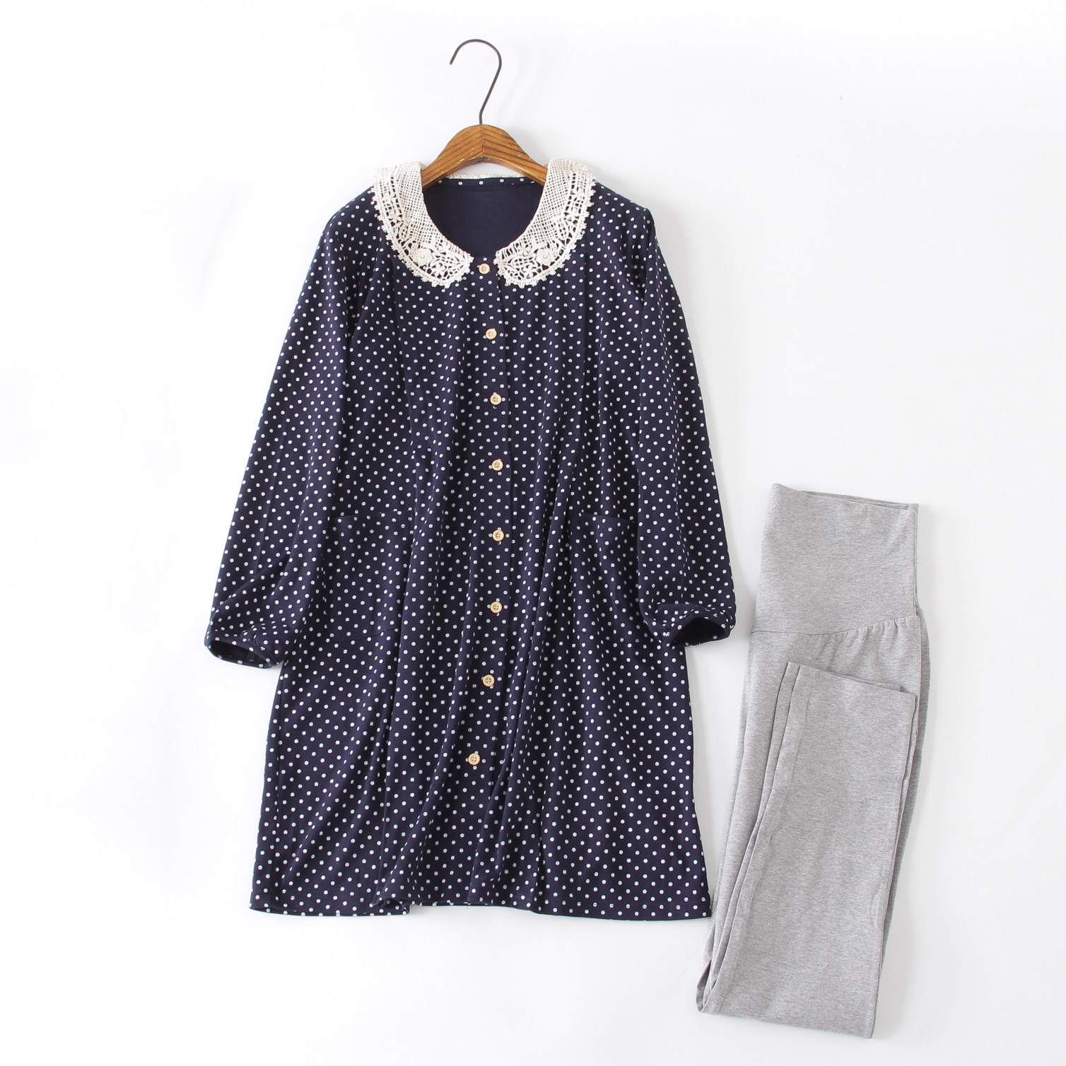 대외 무역 일본 오리지널 싱글 데이 싱글 천* 여성 감금복 긴 출산 잠옷 산후 수유복 수유복