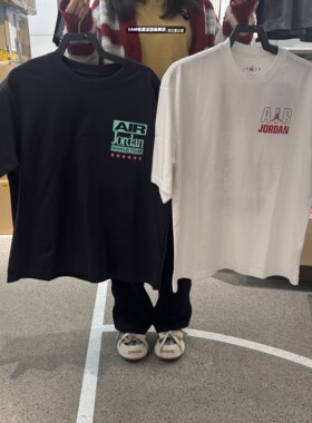 NIKE耐克男夏Jordan图案印花宽松棉质短袖运动上衣IF3117-010-100