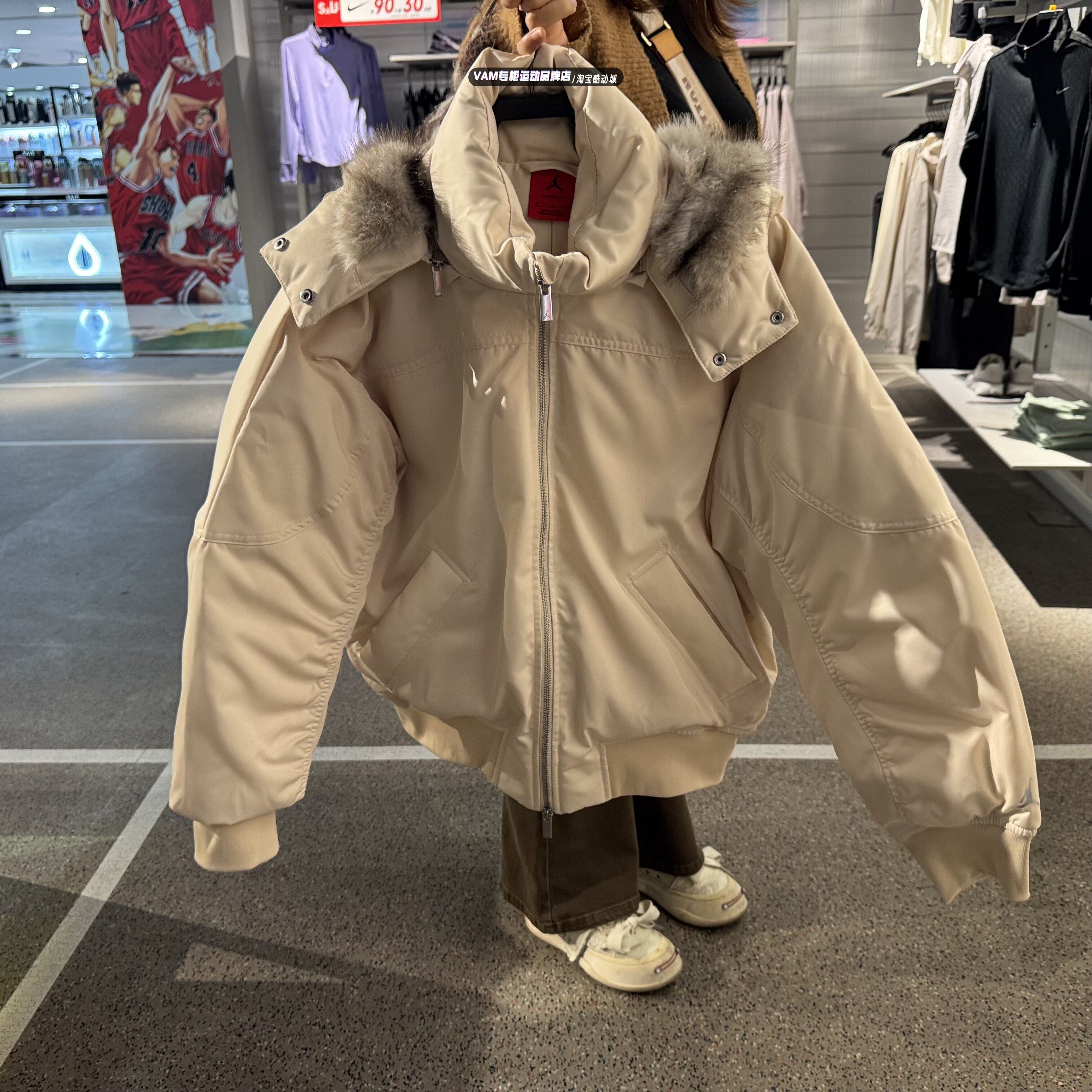 NIKE耐克26冬季新款女子毛领短款保暖羽绒服派克服夹克IM6833-272