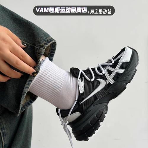 Nike V2K Run涂鸦改色科技银黑复古做旧黑灰低帮男女跑步鞋FD0736