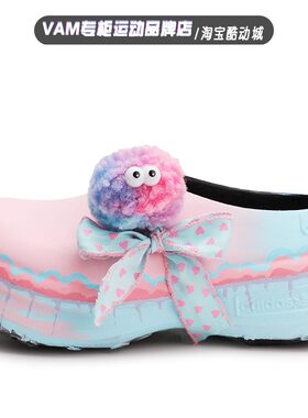 定制球鞋 特价清仓 adidas 雪球 丝带 蝴蝶结 防磨防滑包头拖鞋