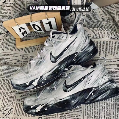 定制球鞋 耐克Nike Air Monarch 4 男女复古做旧涂鸦 跑鞋老爹鞋