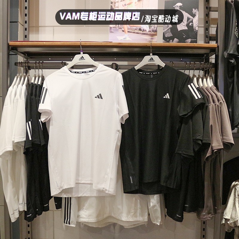 透气短袖T恤阿迪达斯运动休闲男