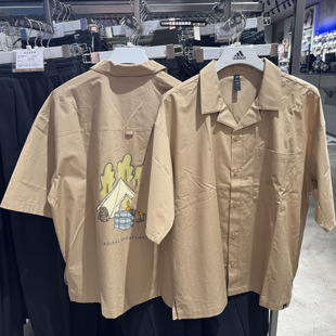 Adidas阿迪达斯男子夏新款卡通翻领宽松衬衫短袖T恤JL6056 JL6057