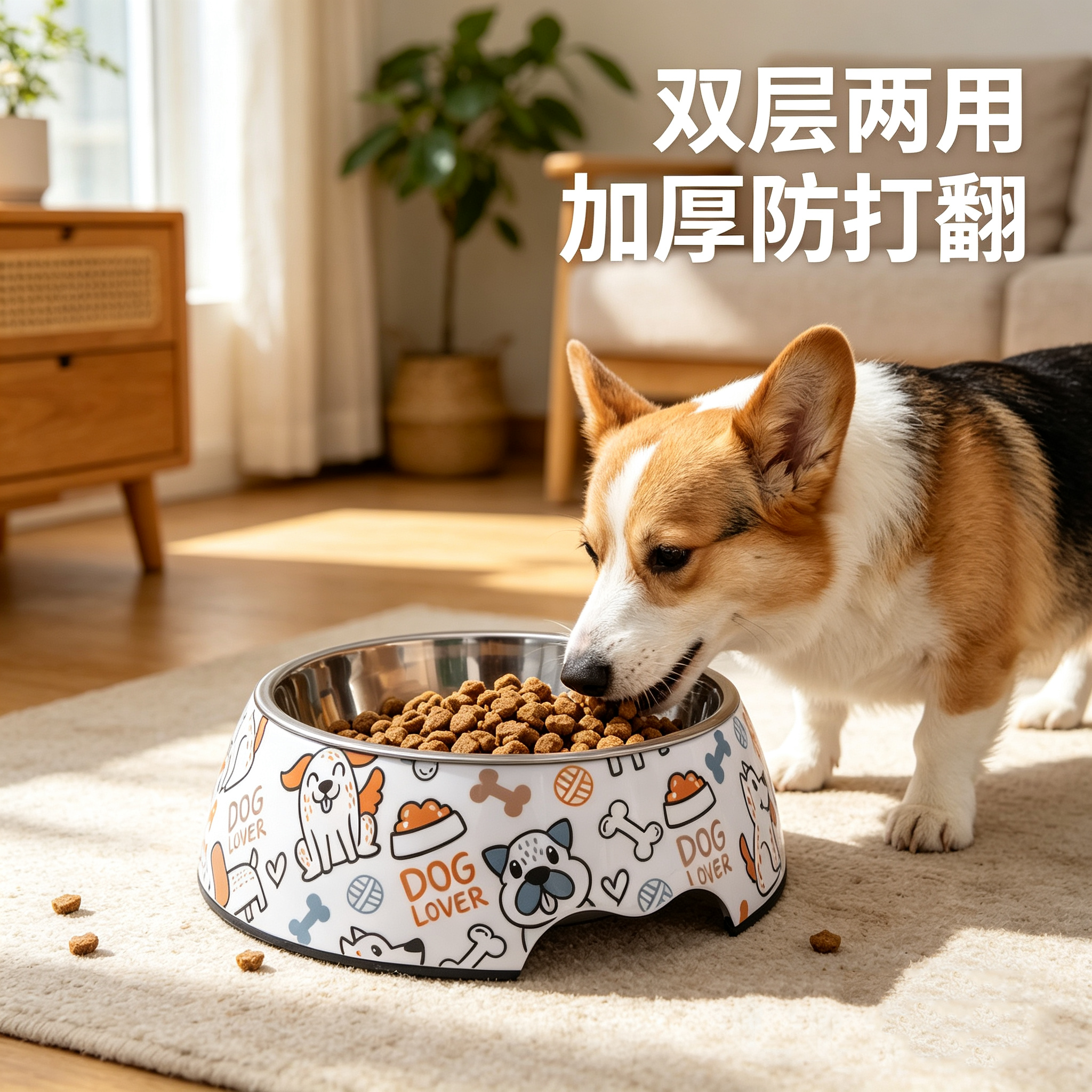狗碗食盆不锈钢狗狗饭碗喝水器防打翻猫碗狗水碗小狗宠物专用狗盆