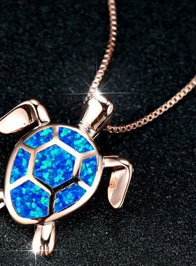 马尔代夫纪念品小海龟吊坠海洋之心乌龟项链锁骨链海洋馆纪念品