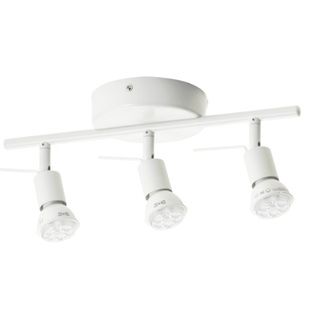 IKEA宜家 乔斯 3头吸顶灯轨 白色 明装射灯单独调整方向