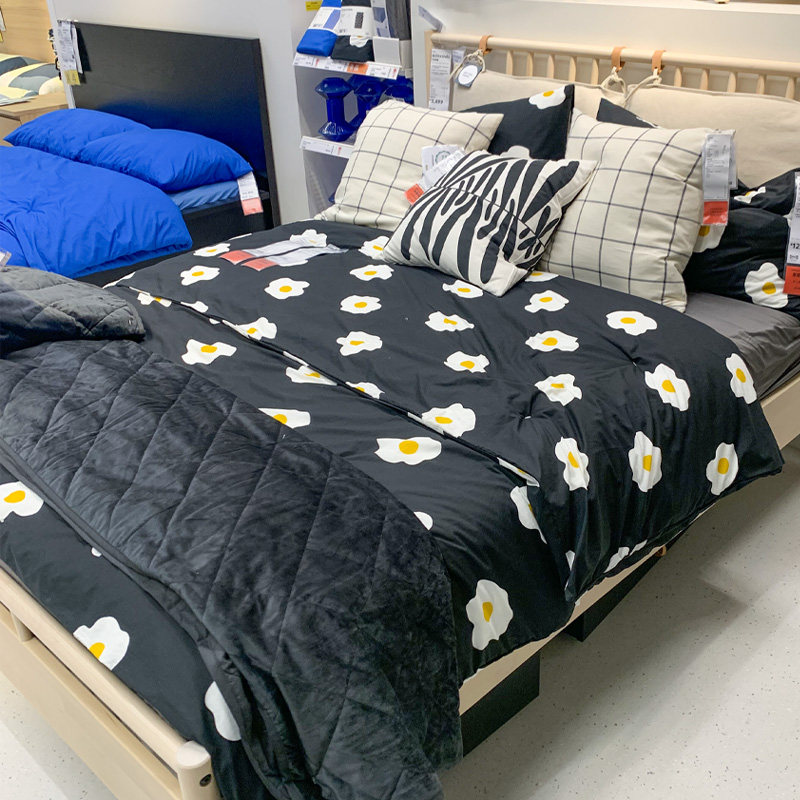 IKEA宜家棉纺手绘图案被套三件套