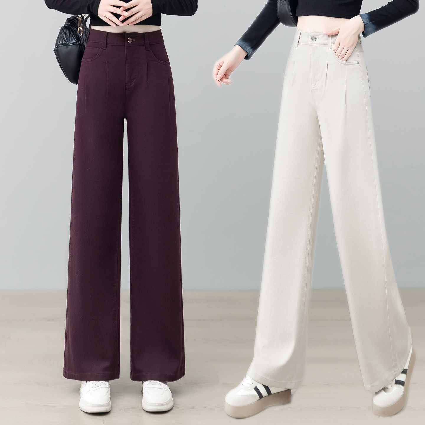 新款舒适高腰显瘦通勤阔腿裤女